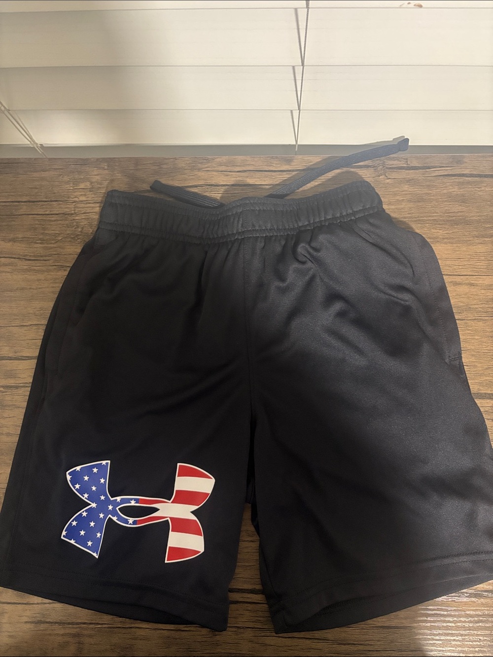 Under Armour Black Kids' Shorts with American Flag Logo